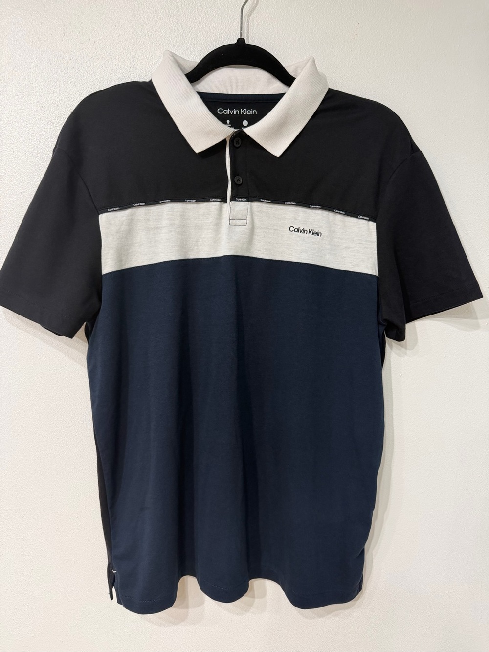 Calvin Klein Black Navy White Blocked Polo Shirt